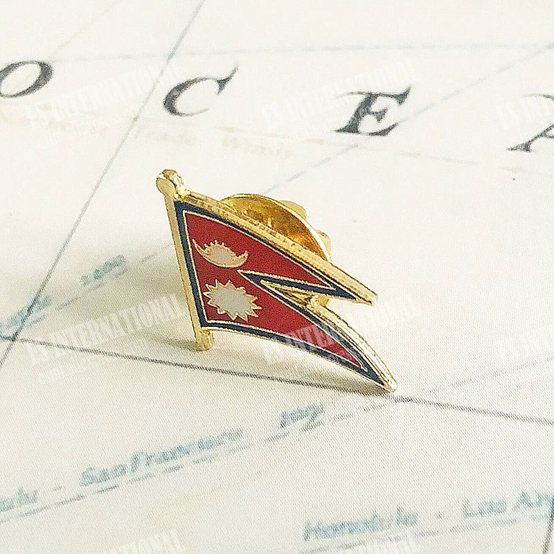 Nepal National Flag Lapel Pins Crystal Epoxy Metal Enamel Badge Paint Brooch Souvenir Suit  Personality  Commemorative  Gifts