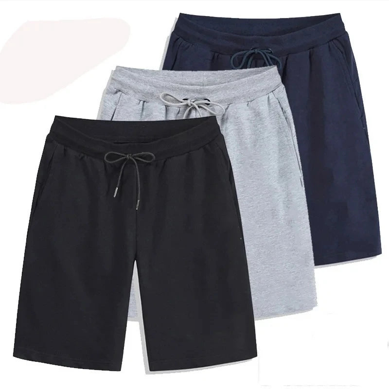 Summer Solid Men's Shorts Elastic Drawstring Shorts Joggers Loose Fitness Breathable Sports 5 piece Cotton Outfit Casual Pants